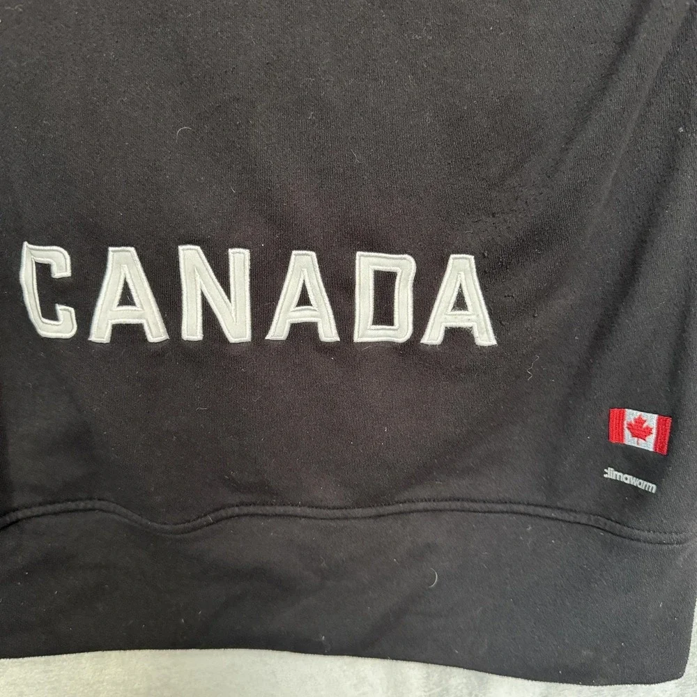 Canada Hoodie Full Zip Mens Large Black‎ Red Adidas Climawarm Olympic Team